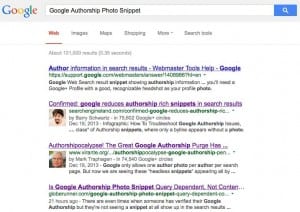 GOOGLE AUTHORSHIP PHOTO SNIPPET IN SEARCH RESULTS NOT AUTHOR DEPENDENT
